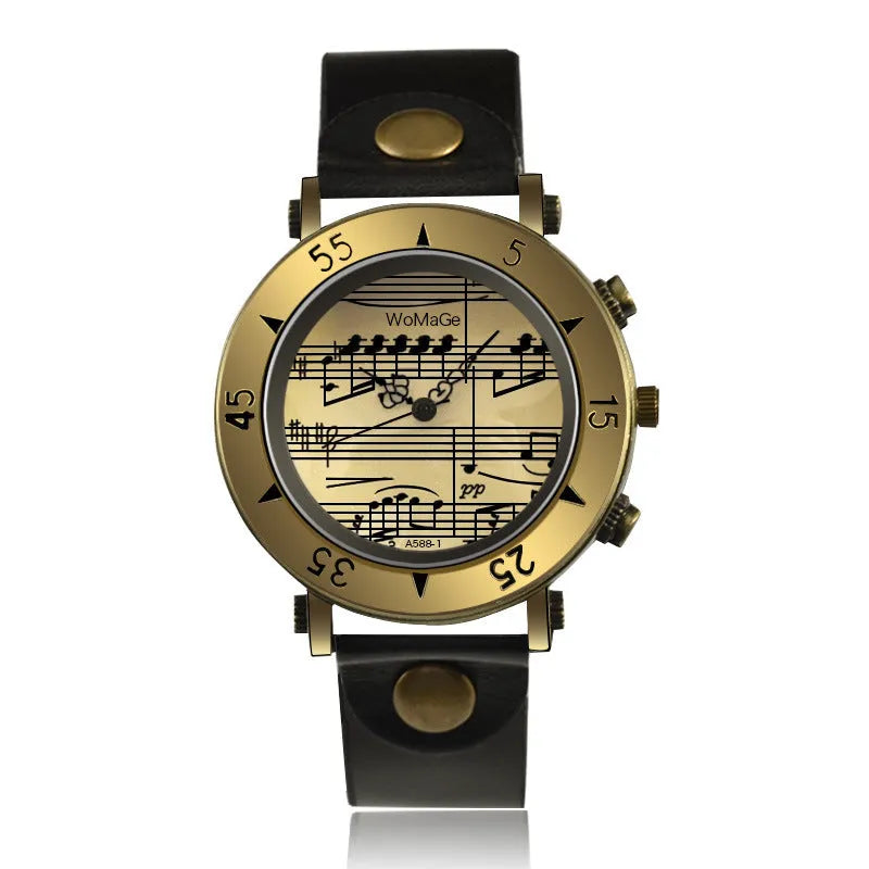 Men's music symbol watch with musical note design on dial in multiple colour options