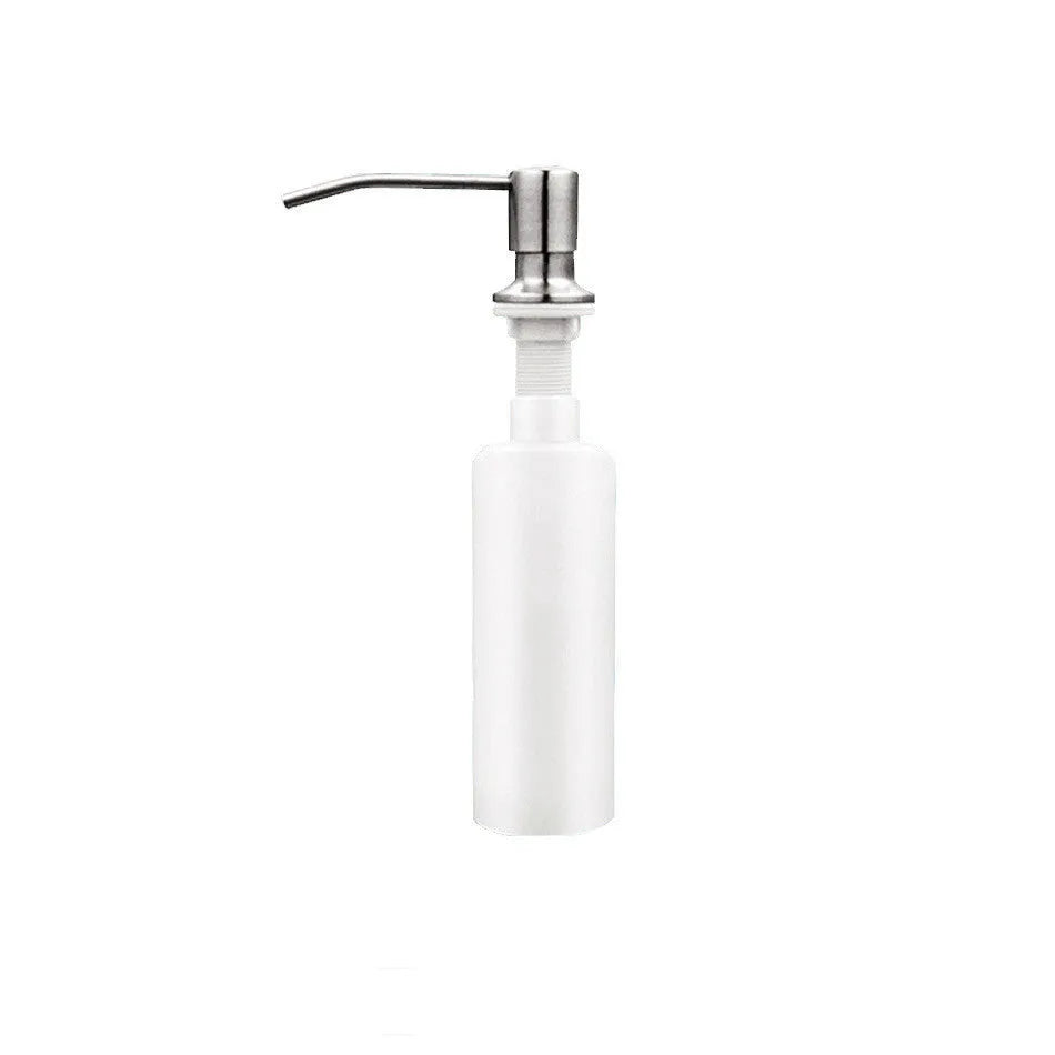 Stainless steel hand-press sink soap dispenser with 1.15m silicone extension tube for bathroom use