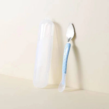 Baby Fruit Double-headed Mud Scraping Spoon in stainless steel with colorful options