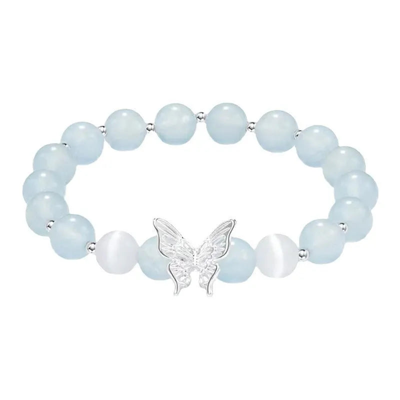 Women's crystal cat eye bracelet with butterfly charm and bow design in princess style