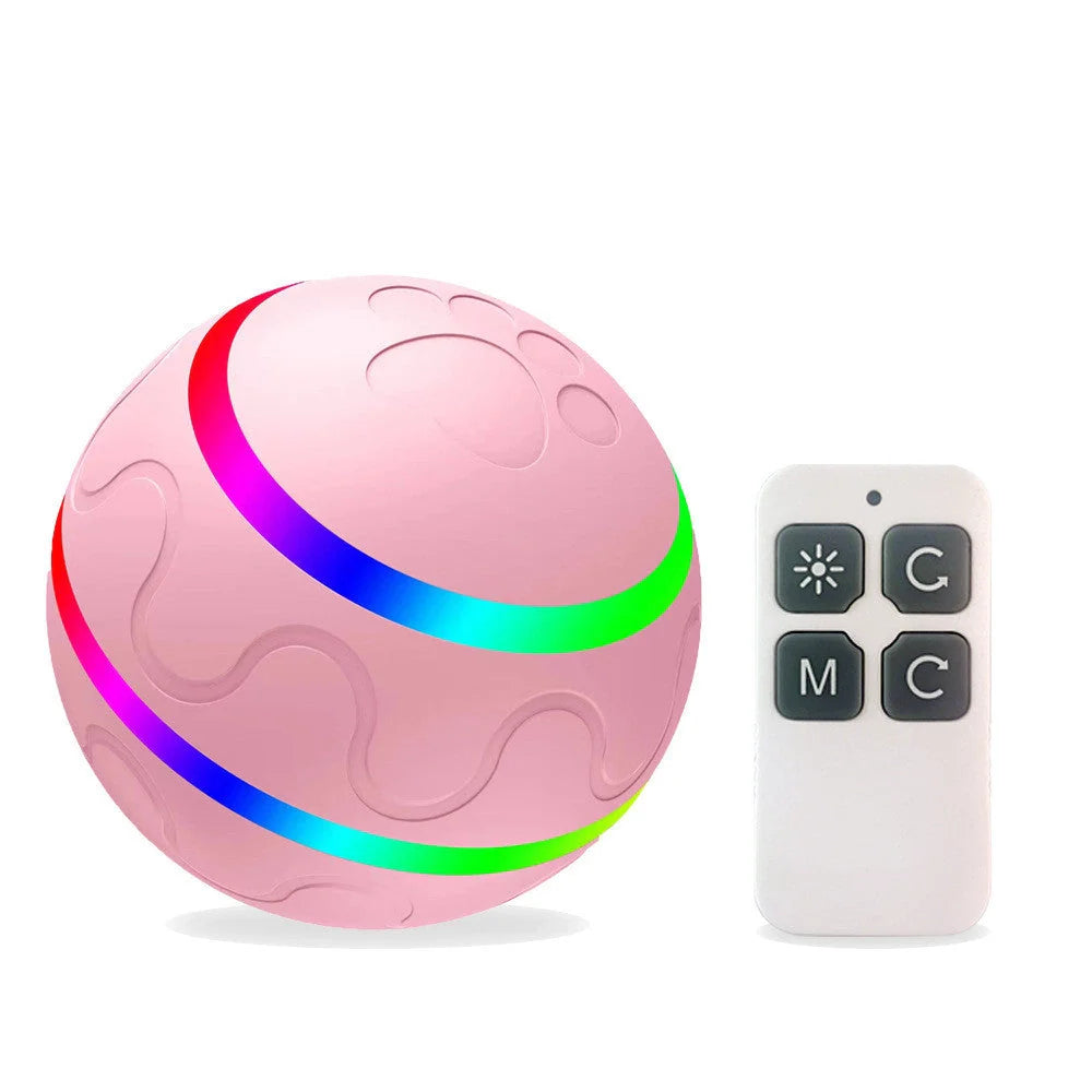 Intelligent Wicked Ball Toy for Cats with automatic rotation and USB charging in orange, yellow, and pink