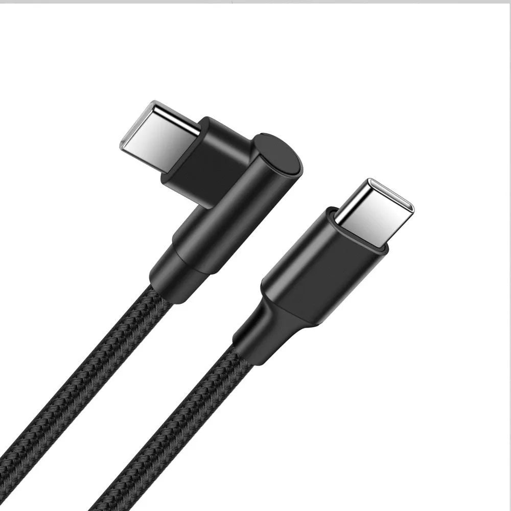 Black double-ended Type-C nylon braided PD fast charging data cable 2m length