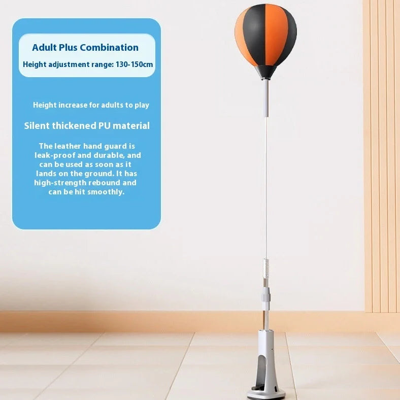 Vertical boxing target with adjustable height mechanism and PU striking surface for home training