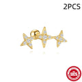 S925 sterling silver square stud earrings with red gravel texture and a golden electroplated flower centre.