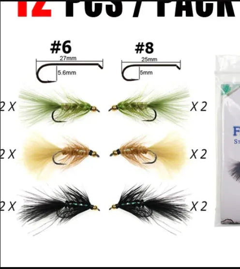 Fly fishing lure Superbait biomimetic hair hook in regular black colour size 4