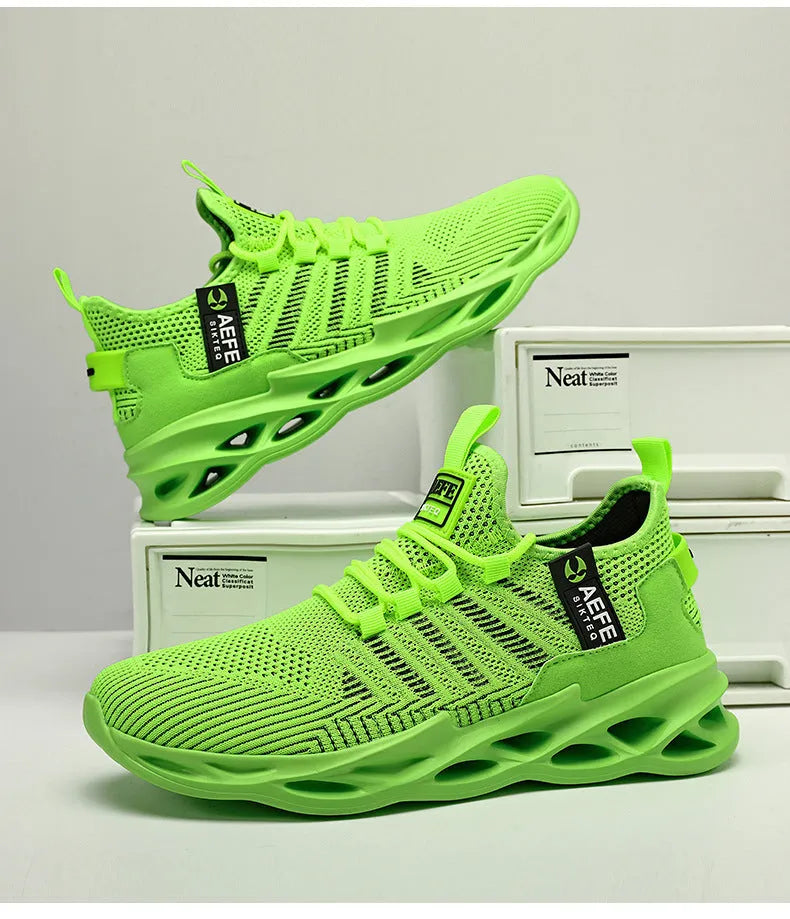 Men's black mesh running shoes with cross strap detail and MD sole in Korean casual style