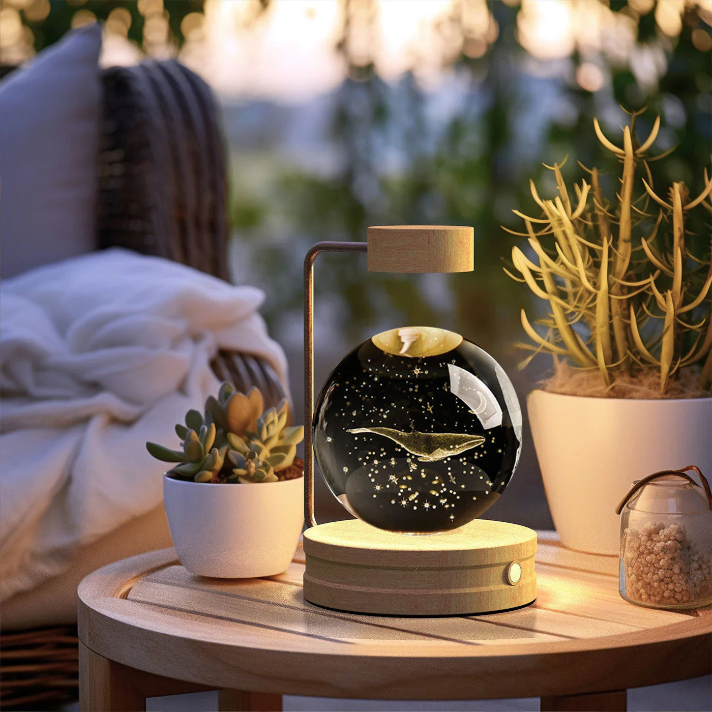 Dazzling crystal ball nightlight with captivating cosmic designs, creating a warm, soothing ambiance in your home