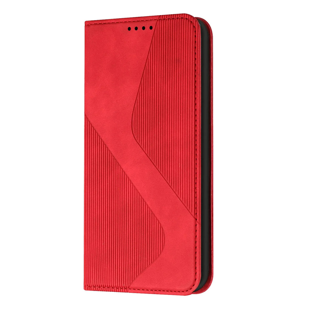 Three-slot strong magnetic suction flip card leather phone case for Apple iPhones, available in multiple colours, hot-pressed leather finish