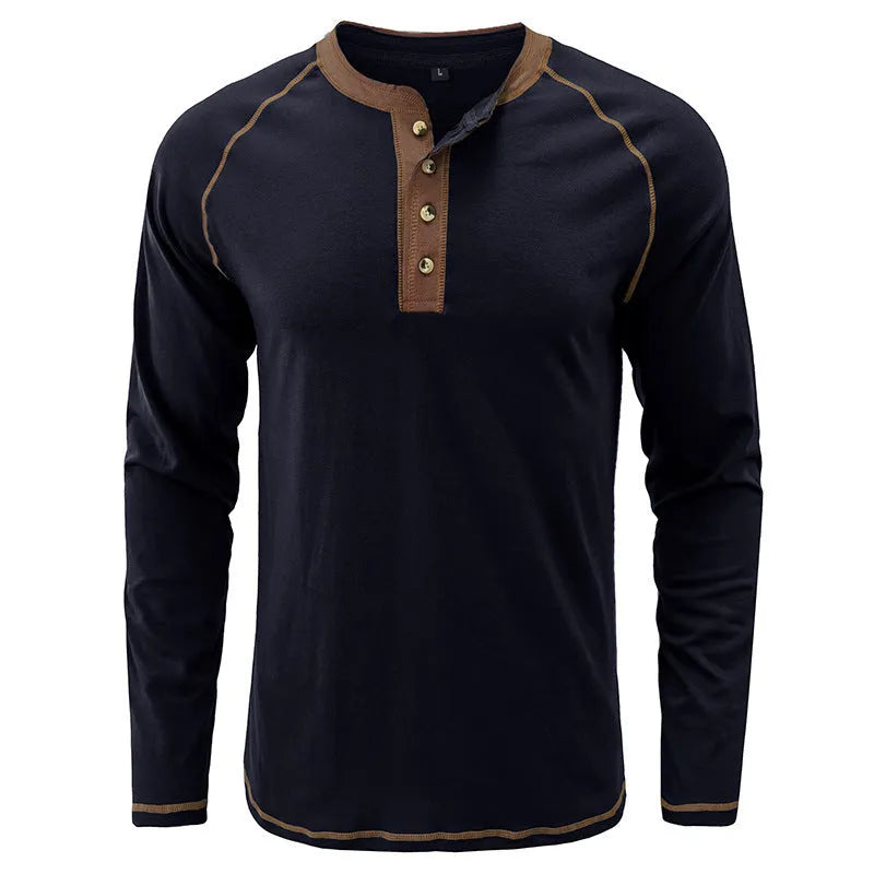 Men's cotton long-sleeved T-shirt in white with raglan sleeves, pullover style for outdoor bottoming
