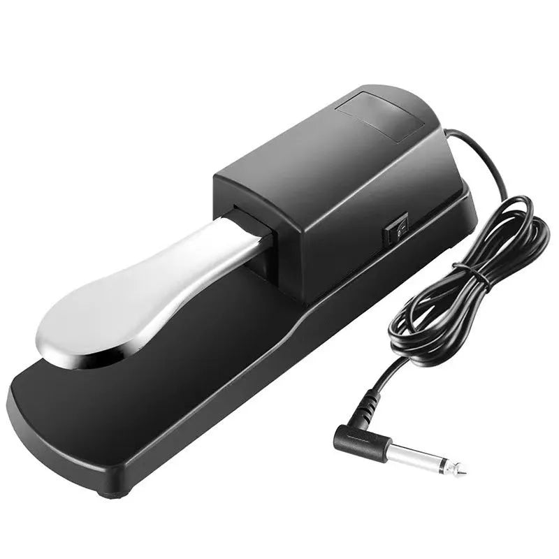 Black single leg sustain pedal for electronic keyboards with 6.35mm jack connector