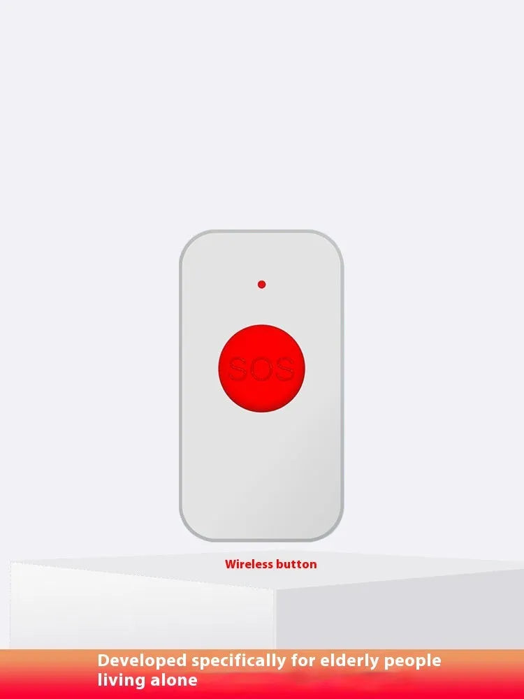 White emergency alert device with buzzer unit and three wireless emergency buttons for elderly care