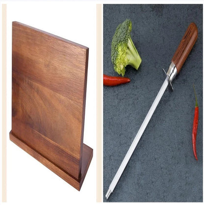 Solid wood magnetic knife holder for kitchen storage