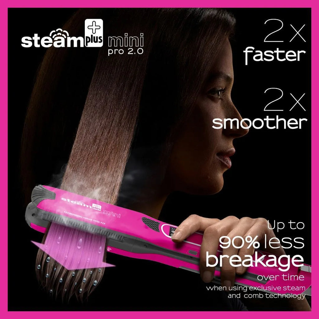 Mini steam splint spray hair straightener curler in champagne colour with 200W power rating