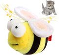 Yellow flannelette bee-shaped interactive cat toy with motion-activated sound electronics