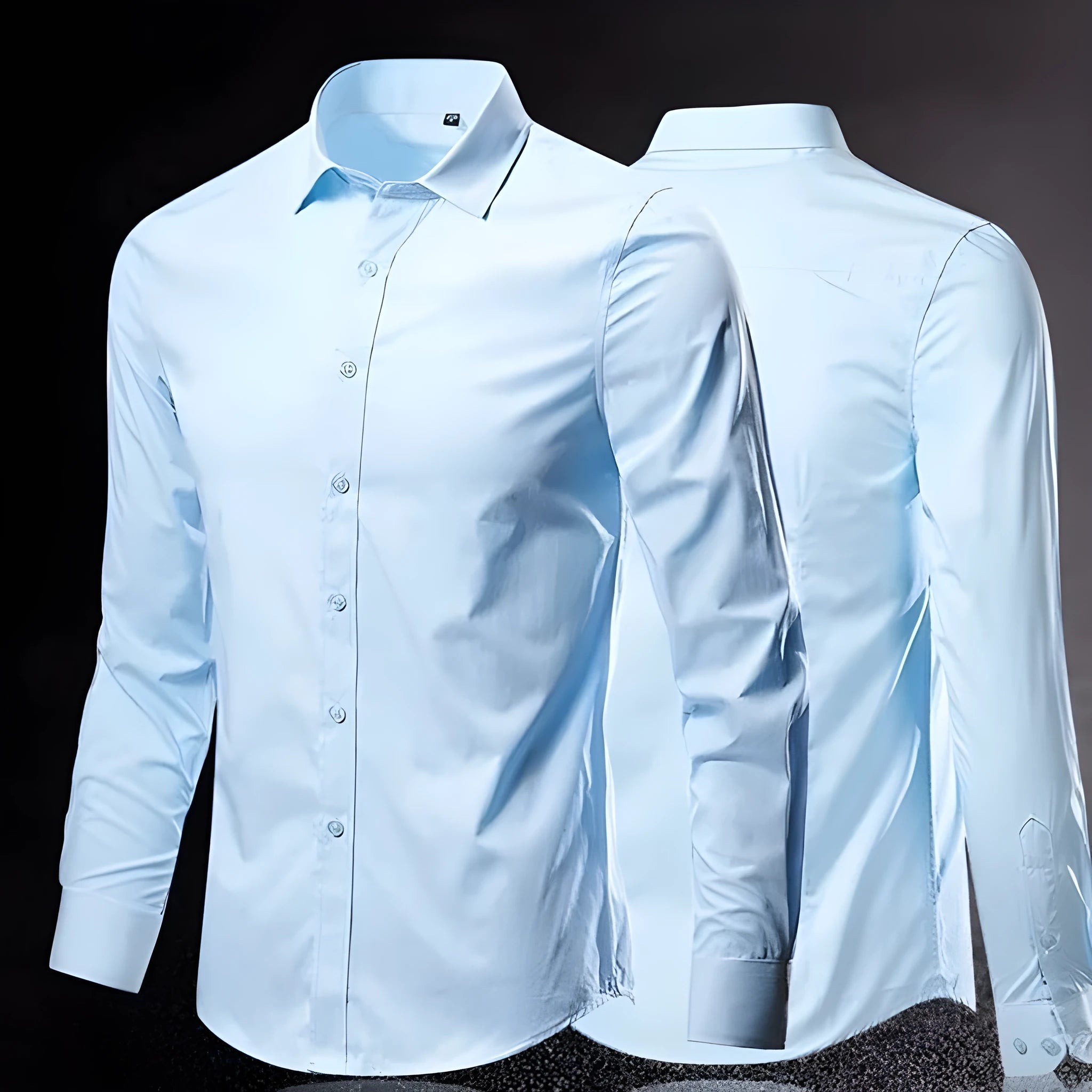 Men's slim fit long sleeve linen shirt in a choice of colours on a hanger.