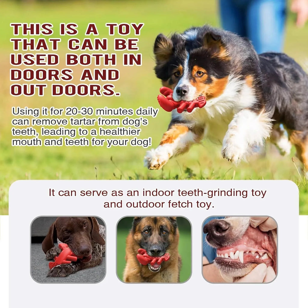 Red large hard dog chew toy for aggressive chewers and big breeds on a white background.