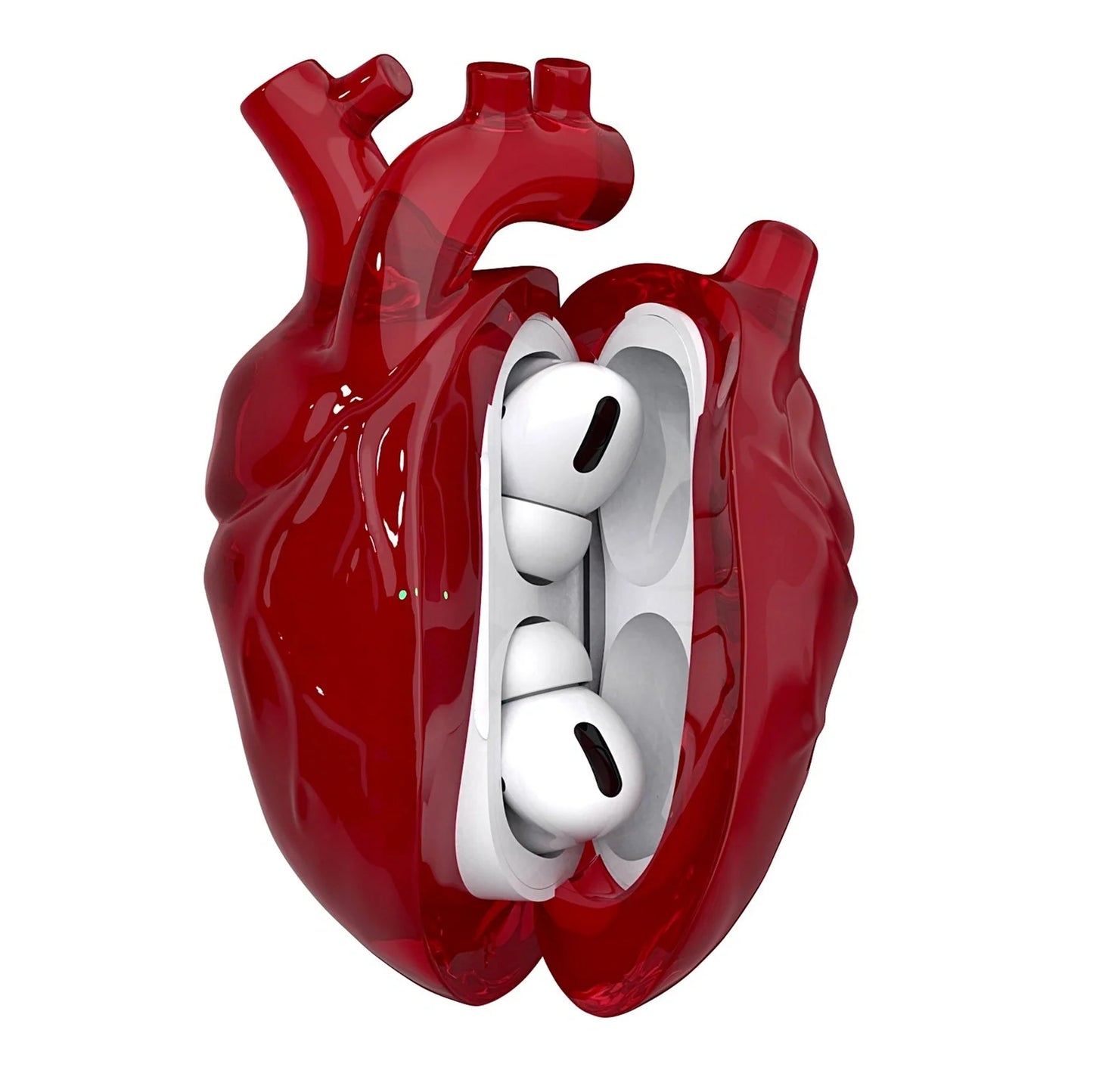 AirPods protective case showing charging port access and colour options