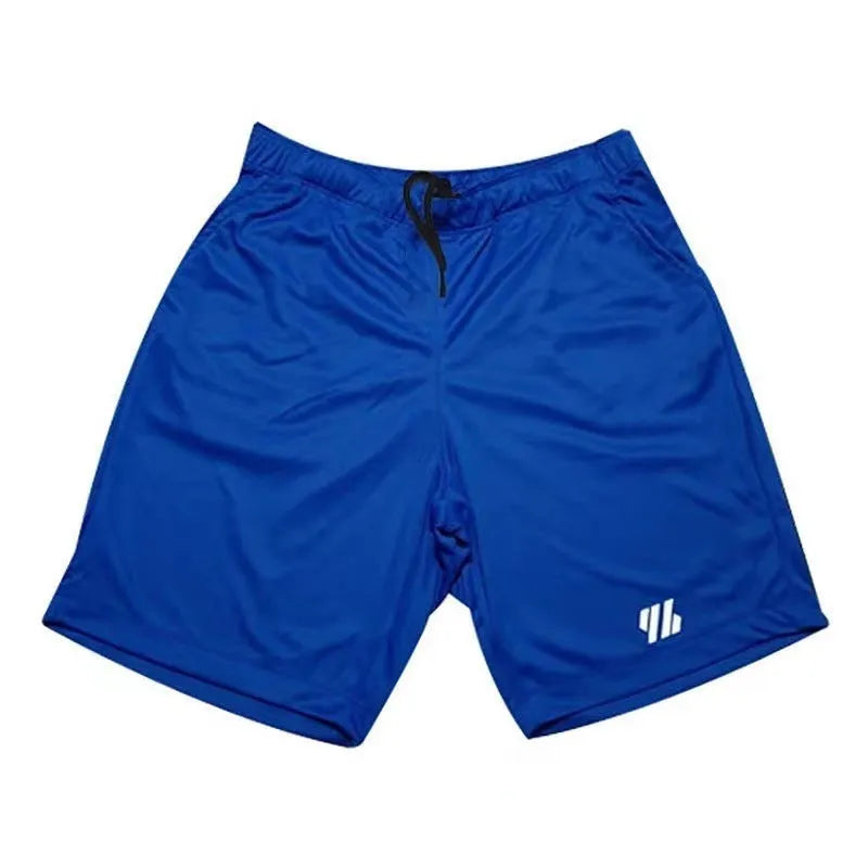 Man's loose black metal silk fabric sports shorts for running on a summer day.