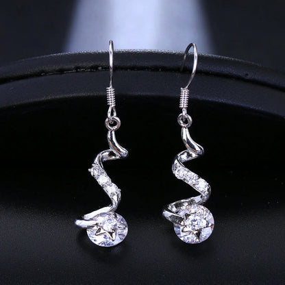 Purple Zircon Spiral Ear Hook Earrings for Women - Geometric Design