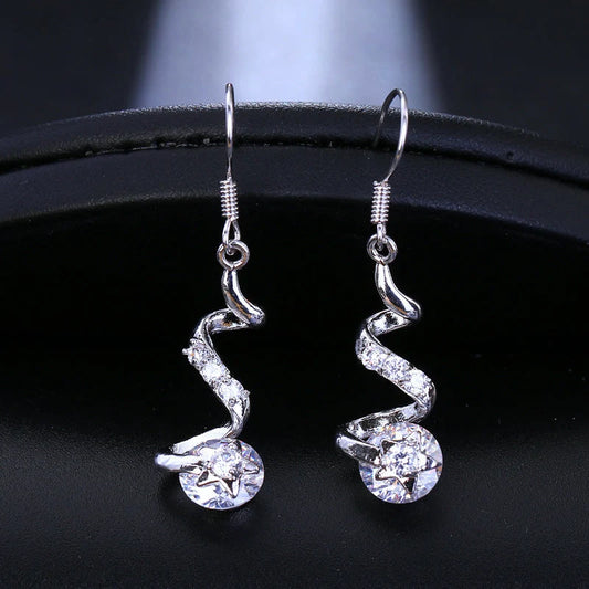 Purple Zircon Spiral Ear Hook Earrings for Women - Geometric Design