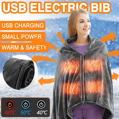 USB heated flannel blanket in dark grey with adjustable temperature settings