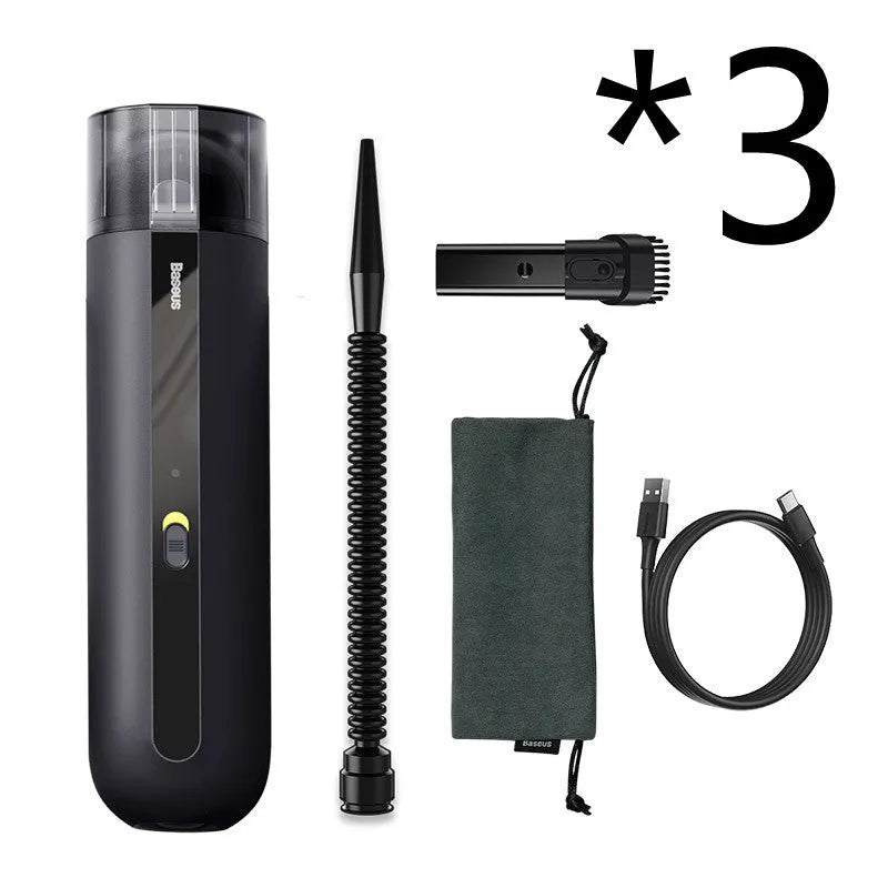 BASEUS black wireless handheld car vacuum cleaner with blower hose attachment