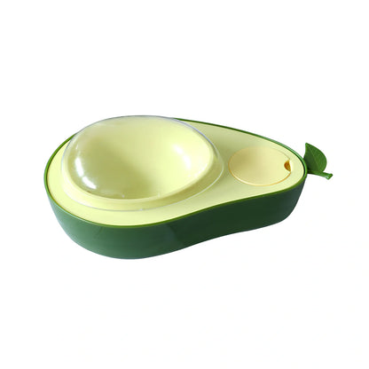 Avocado-shaped pet feeder with automatic water dispenser and separate food bowls in moonlight grey