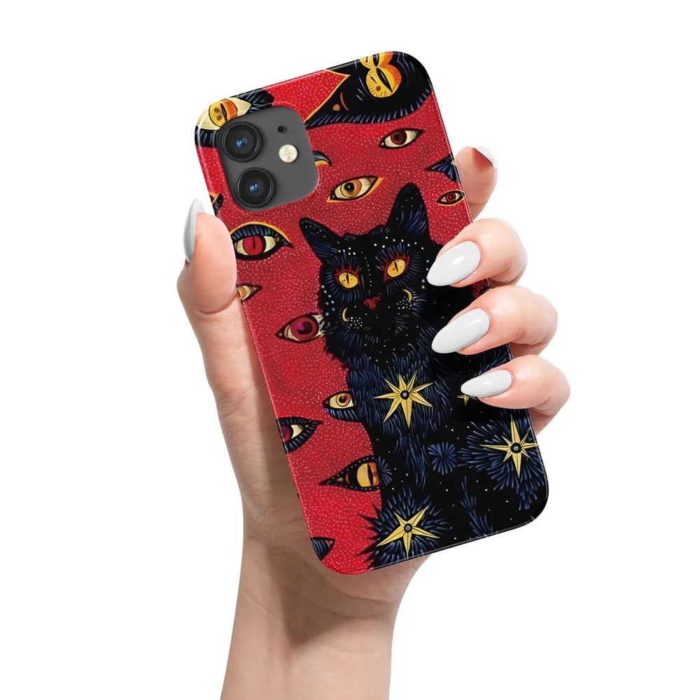 Retro cat eye design iPhone case in hard shell with European American vintage styling