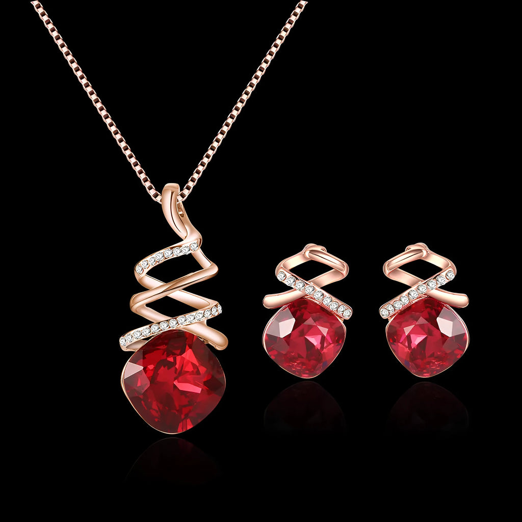 Alloy bridal jewellery set with necklace and matching earrings on a water wave chain.
