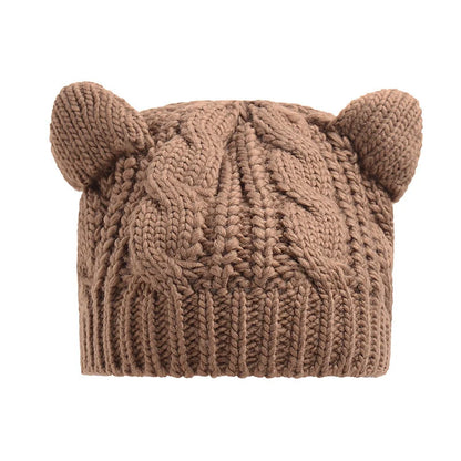 Handcrafted 3D knitted cat ear beanie in various colours for winter warmth
