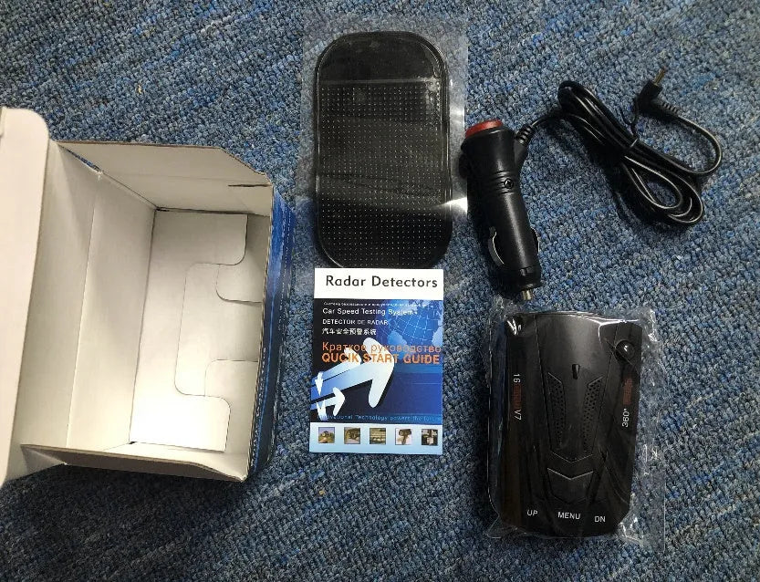Electronic Dog V7 black vehicle radar detector with LED display and 360 degree scan