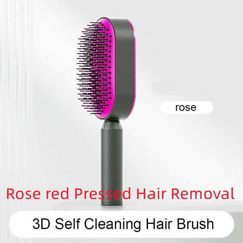 3D Air Cushion Hair Brush in elegant white, showcasing wide comb teeth and ergonomic handle