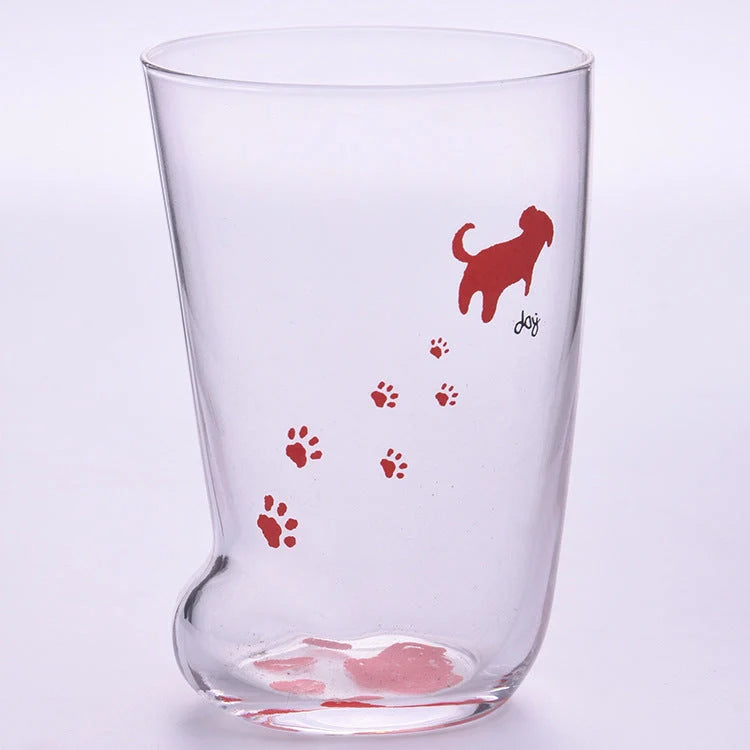 Heat-resistant glass cat paws mug with frosted texture, 300ml capacity