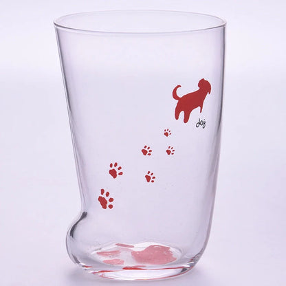 Heat-resistant glass cat paws mug with frosted texture, 300ml capacity