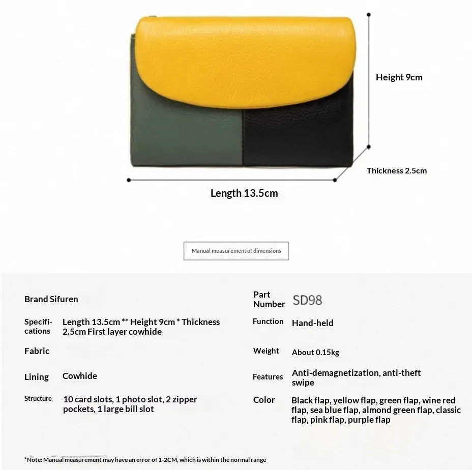Women's short wallet with soft leather texture and stitching detail in solid colour, urban minimalist style