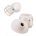 Milky white rechargeable eye moisturising instrument with hot and cold double compress on a desk