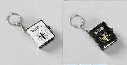 Mini Holy Bible Keychain with Jesus Cross in PVC colour leather, dimensions 4.5x6.0cm