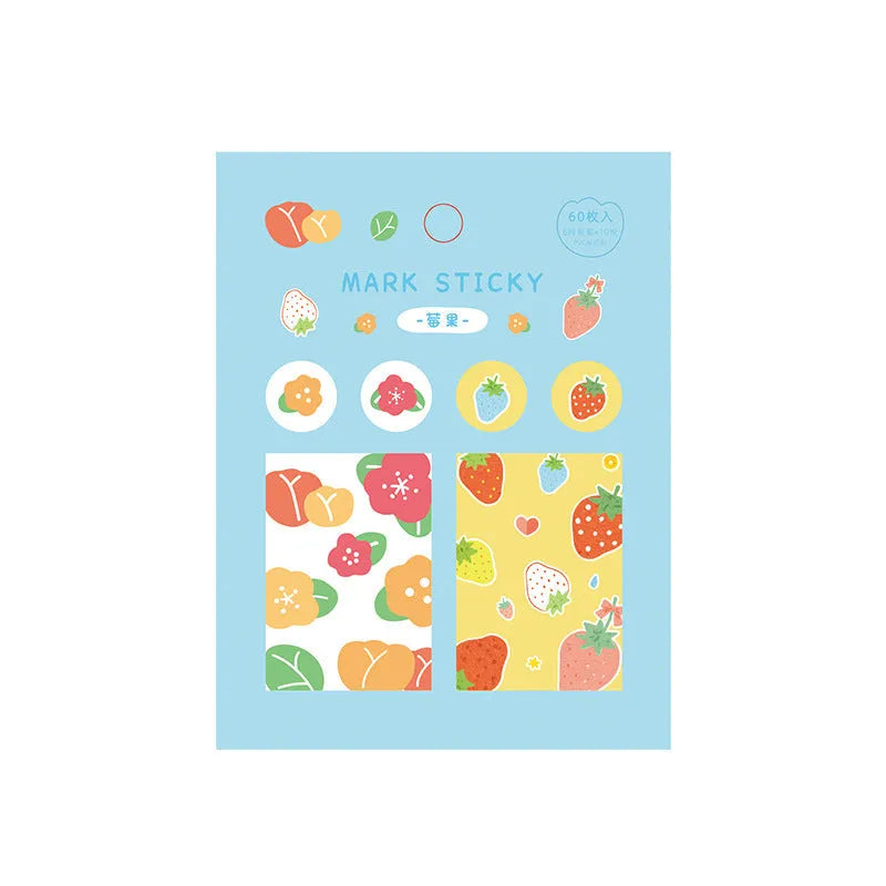 PVC index stickers in twelve colours including cream, berry, and milkshake for notebook organisation