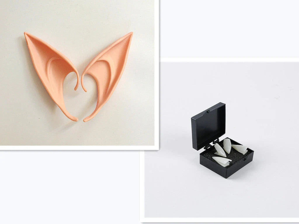 Adjustable latex elf goblin ears for Halloween costumes, safe and non-toxic