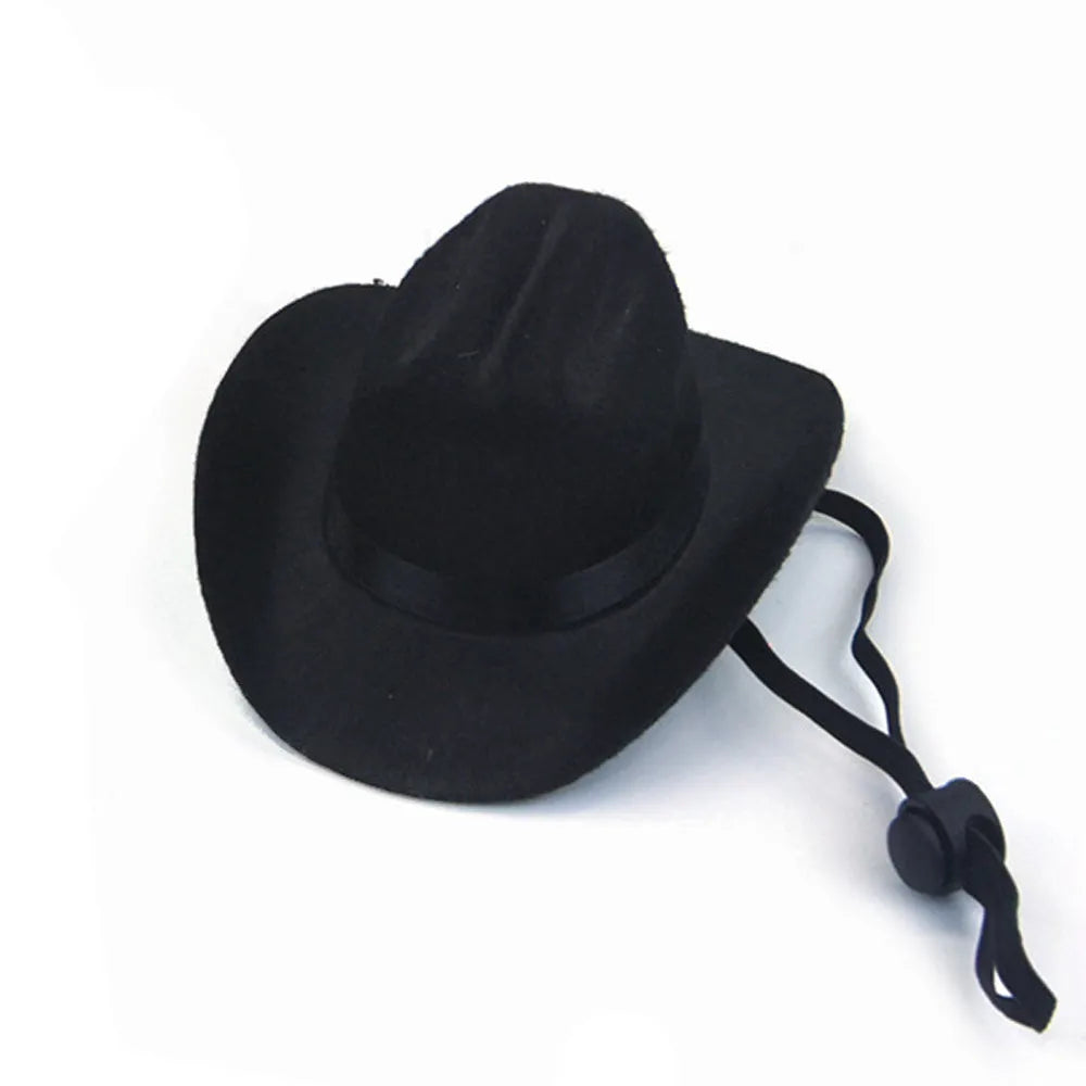 Adjustable cowboy hat for pets in black, brown, burgundy, or coffee colours
