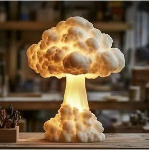 Modern art mushroom cloud atomic bomb explosion table lamp with USB socket.