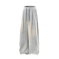 Hollow-out fleece-lined trousers with straight-leg cut and elastic waistband