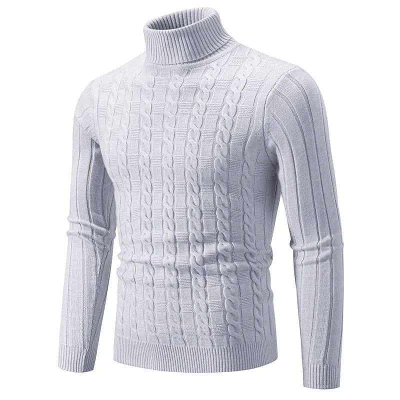 Men's slim fit chenille turtleneck pullover in multiple colours showing contemporary design