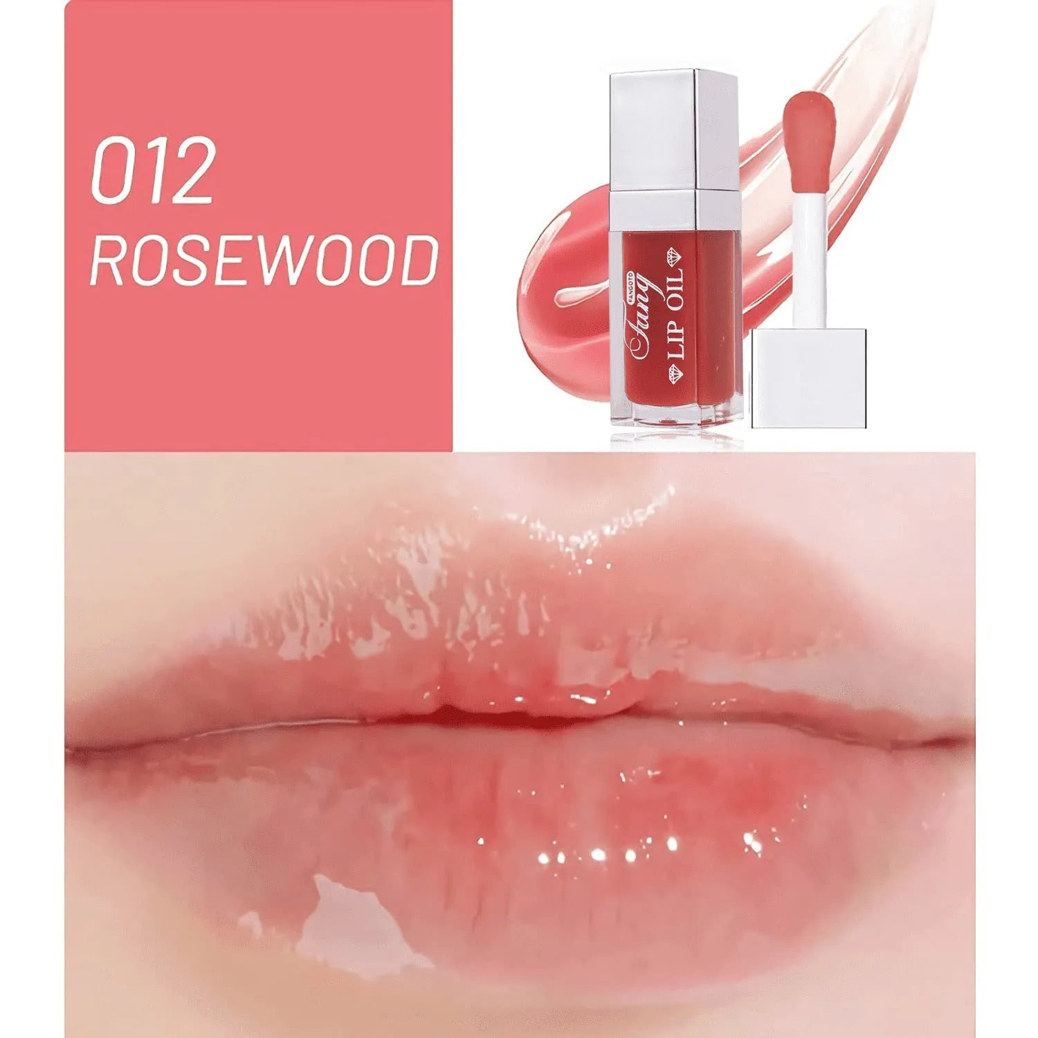 Five bright coloured mint lip gloss tubes showing shades Style001, Style006, Style007, Style012 and Style015