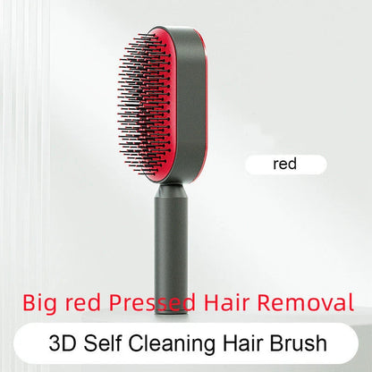 3D Air Cushion Hair Brush in elegant white, showcasing wide comb teeth and ergonomic handle