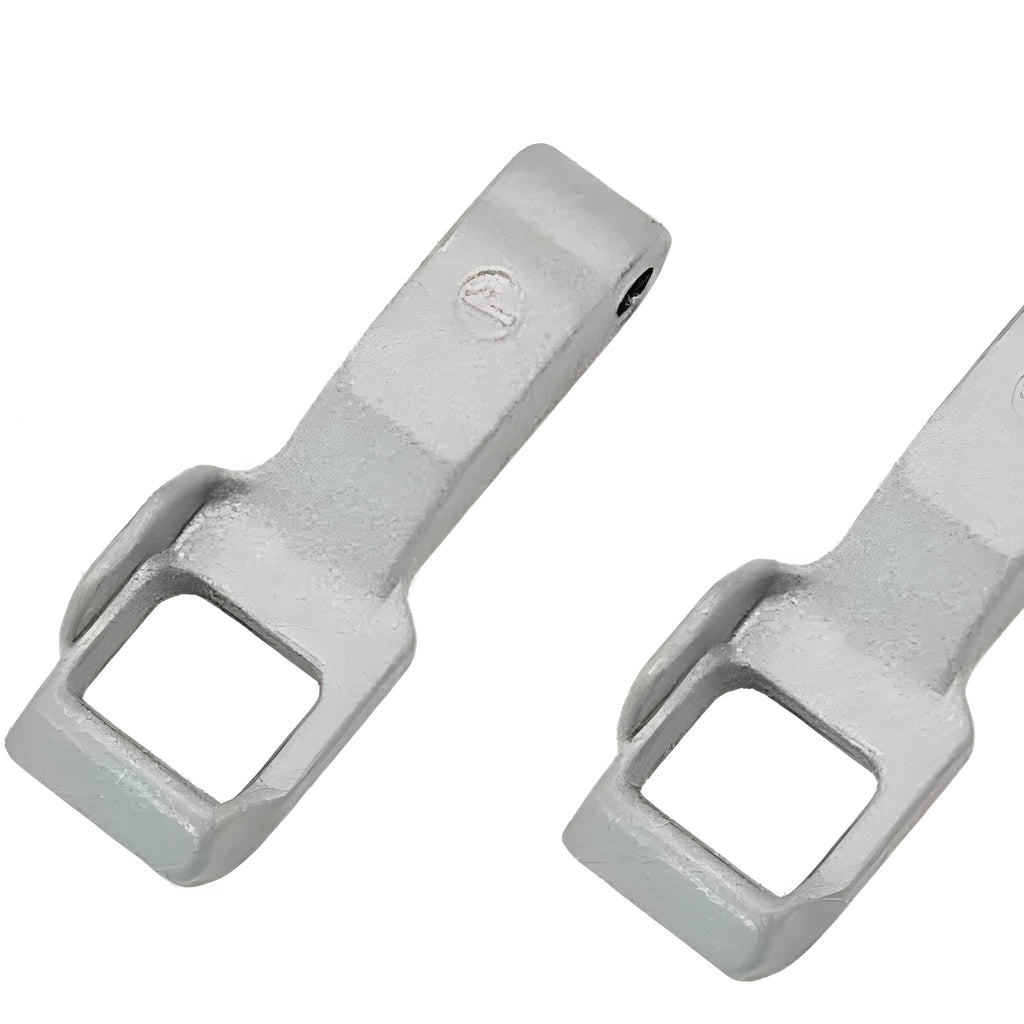 Silver LG drum washing machine door interlock hook switch accessory on white background