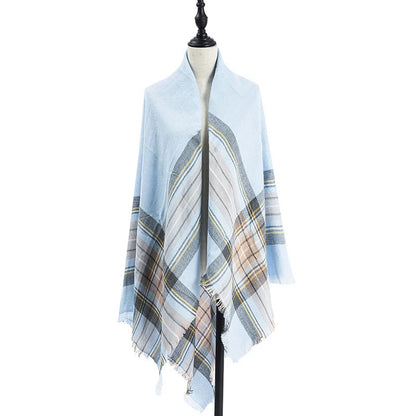 Women's double-sided Qicaigei scarf shawl in imitation cashmere, 140x140cm