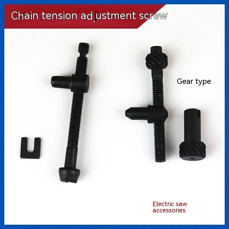 Chainsaw chain tension adjustment accessories kit showing nylon thread spools in multiple diameters