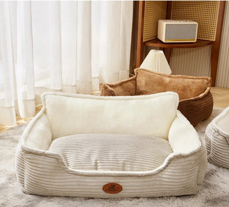 Removable cover pet bed for small medium dogs in coffee or white colour with multiple size options