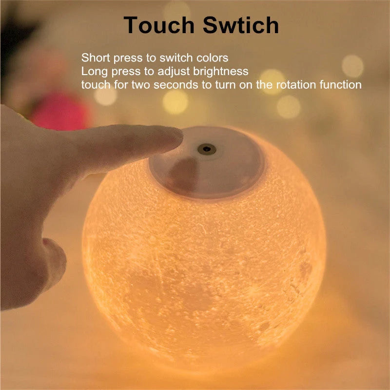 3D Magnetic Floating Levitating Moon Lamp with touch control and 3 colour options